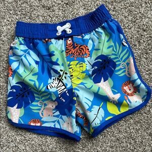 Kids Colorful Jungle Print Swim Shorts, 2 Toddler